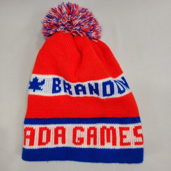 Brandon Manitoba Canada Games Toque Vintage Winter Hat Pom-Pom Ski Knit - Picture 1 of 1